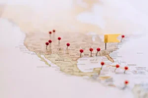 US map highlighting different states with surrogacy laws. Description: A map of the US, possibly color-coded to show states with different surrogacy laws.